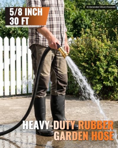 Rubber Garden Hose 30FT x 5/8", Heavy Duty Water Hose 30 Foot - Image 2
