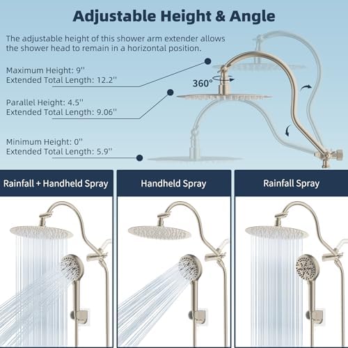 Hibbent All Metal cUPC Certified Shower Head, 10'' Rainfall Shower Head - Image 6