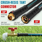 Garden Hose 100 ft x 5/8" with Nozzle, Water Hose Heavy Duty Flexible, Lightweight Kink-less Hybrid Hose with Swivel Handle, Male to Female Fittings (Blue, 100FT) - Image 7