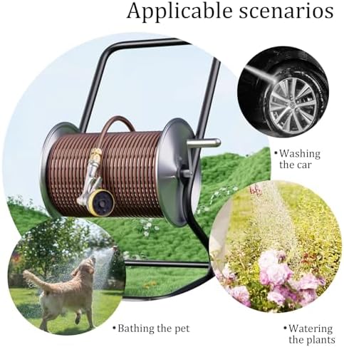 Outdoor Mobile Hose Reel Cart, Heavy Duty Hose Reel, Storage Rack for Planting, Garden Watering, Lawn Irrigation, Car Washing - Image 7