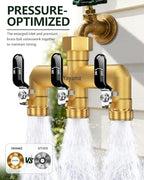 3-Way Garden Hose Splitter, Heavy-Duty Brass, 3/4" GHT, Black - Image 5