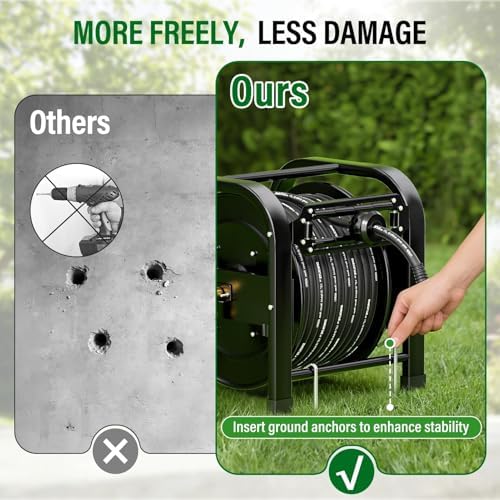 SPECILITE Retractable Hose Reel with 1/2'' x 100FT Water Pipe, 1200 PSI - Image 6