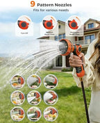 5/8 Inch 115FT Retractable Garden Hose Reel,Wall Mounted Retractable Hose Reel with 9-Pattern Nozzle, 180° Swivel Auto Rewind, Any Length Lock Water Hose Reel for Yard Garden Car Washing - Image 6