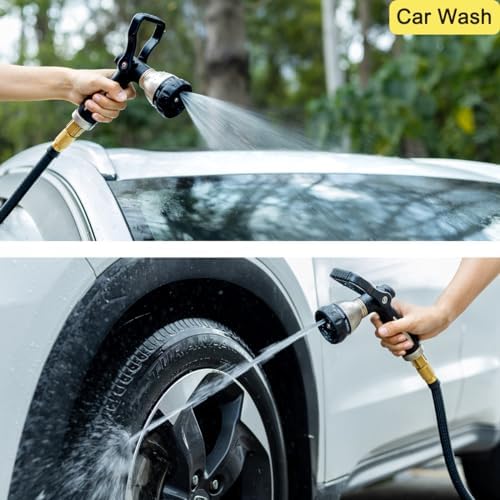 FANHAO Heavy Duty Fireman's Hose Nozzle, Metal Water Nozzle with 8 Spray Patterns, High Pressure Garden Hose Sprayer with Lever Control and Non-Slip Grip to Water Lawns & Plants, Wash Cars & Clean - Image 6