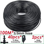Garden 3/5mm PVC Hose Micro Drip Irrigation System, with 2-Way Connector 1/8'' Tubing Pipe Arrow Dripper Greenhouse(100M) - Image 2