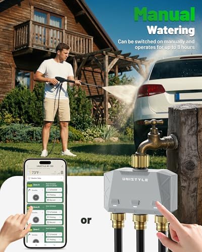 [All-New 2027] 1700FT WiFi Sprinkler Timer 3 Zone with Brass Inlet, Unistyle Smart Hose Timers Compatible Alexa & Google Voice, Water Timer for Garden Hose with Auto & Manual Modes for Garden Lawn - Image 6