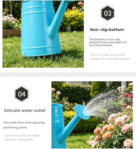 Generic Metal Watering Cans, 1L Galvanized Steel White Metal Watering Can, Small Metal Watering Can with Long Spout, Vintage Tin Watering (1s) - Image 6