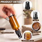 60 Pack 1oz Amber Glass Spray Bottles Portable Travel Bottles with Mini Funnel Dropper Labels and Marker Refillable Spray Bottle for Cosmetic Essential Oils Skin Care Daily Cleaning - Image 4