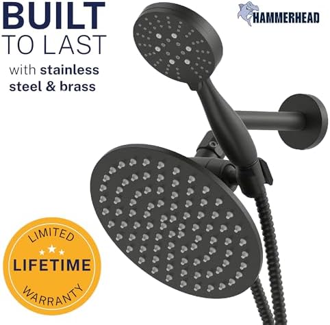 HammerHead Metal Dual Shower Head Combo With 3-Spray Handheld and Rainfall - Image 2