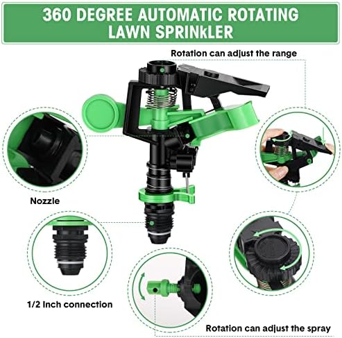 Sprinklers for Yard Garden Sprinkler 360 Degree Automatic Rotating Lawn Sprinkler with Water Stop Ring Adjustable Rotating Pulsating Sprinklers for Yard Ground Grass Irrigation System (16 Pack) - Image 4