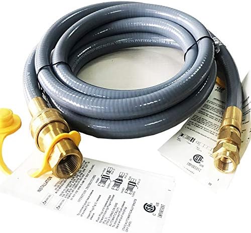 10 Feet 1/2 ID Natural Gas Hose Conversion Kit, Propane Gas Grill Quick Connect/Disconnect Hose Assembly with Adapter 1/2" Flare to 3/8" Female Flare(Measures 5/8") for Outdoor NG/Propane Appliance by GRILLJOB