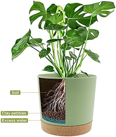QCQHDU 10 inch Plant Pot, 2 Pack Planters for Indoor Plants with Drainage Holes & Saucer, Outdoor Flower Pots Home Garden Modern Decor - Image 4
