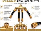 4 Way Brass Hose Splitter 3/4 inch Garden Hose Connector Outdoor Faucet Splitter With Shut off Valves Hose Extensions Lawn Irrigation Watering Adapter Yard Cleaning Garden Hose Adapter - Image 5