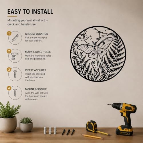 Butterfly Moon Ferns Metal Wall Art for Living Room with Detailed Design - Image 5