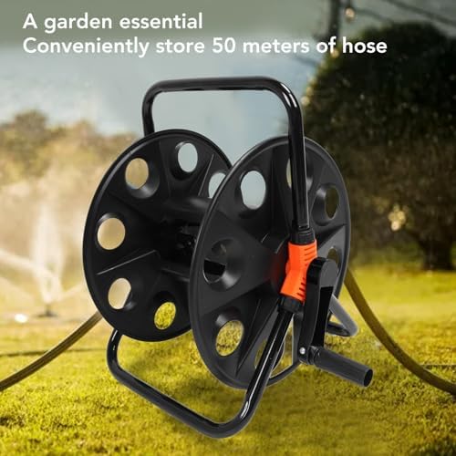 Yoidesu Garden Hose Reel, Freestanding Retractable Hose Winder Holds 164.0ft Water Hose, Heavy Duty Metal Freestanding Water Hose Holder for Garden Lawn Yard - Image 4