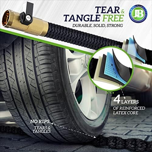 J&B XpandaHose 50ft Expandable Garden Hose- Heavy Duty Superior Strength 3750D - 4 -Layer Latex Core - Extra Strong Brass Connectors and Storage Bag (Black 50) - Image 2