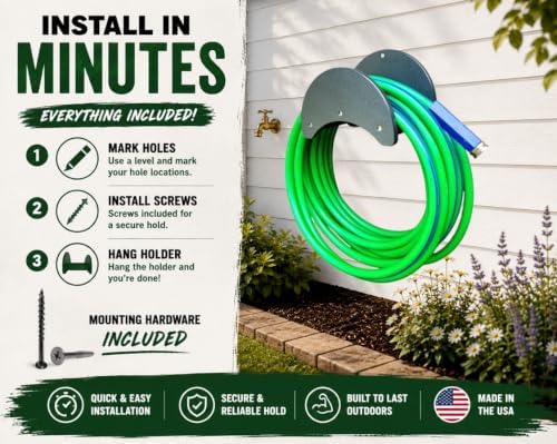 Poly Outdoor Indoor Wall Mount Garden Hose Holder – Holds up to 150 ft Water Hose – Heavy Duty Hose Hanger for Garage, Shed & Garden - Image 4
