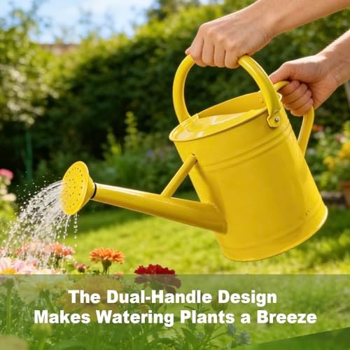 1 Gallon Watering Can for Outdoor&Indoor Plants，Yellow - Image 3