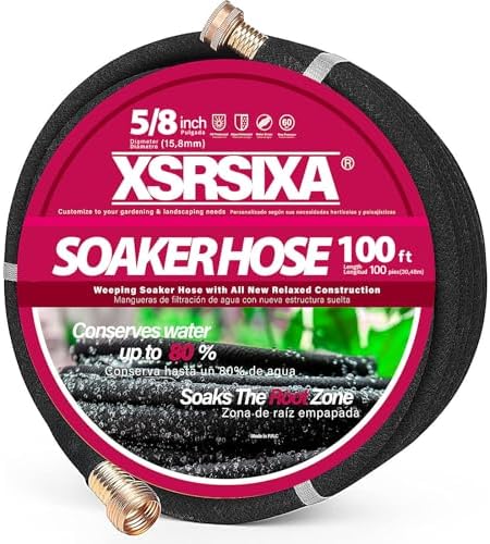 Soaker Hose 5/8 Inch 100FT Heavy Duty, Slow Release Drip Irrigation for Large Farms, Acreage & Sprawling Gardens, Leak-Proof by XDRSIXA