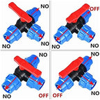 PVC Ball Valve,Ball Valve,Water Switch, 1/2" 3/4" 1" 2" Plastic 3 Way Ball Valve, T Type PE Quick Connect Pipe Quick Connector 20/25/32/40/50/63mm, 1pcs(Black,25mm) - Image 4