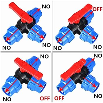 PVC Ball Valve,Ball Valve,Water Switch, 1/2" 3/4" 1" 2" Plastic 3 Way Ball Valve, T Type PE Quick Connect Pipe Quick Connector 20/25/32/40/50/63mm, 1pcs(Blue,32mm) - Image 4