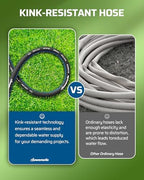 DEWENWILS 5/8" x 50FT Heavy Duty Garden Hose, 300psi Working & 1000psi Burst, Solid Brass 3/4" GHT Fittings, Hot/Cold Water, 5 Layer Construction, Rubber Water Hose for Yard, Garden, Lawn - Image 5