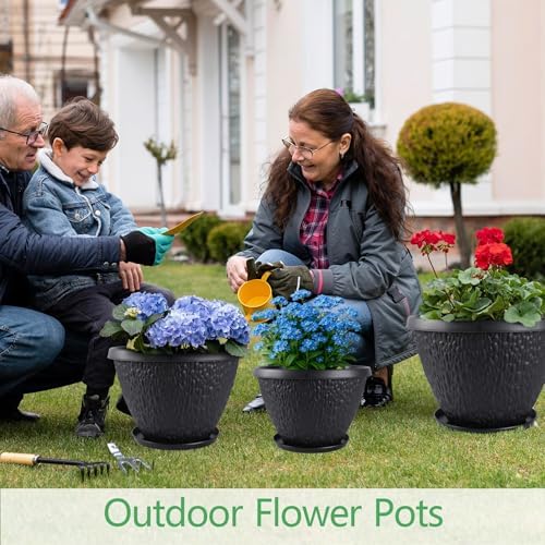 Nooulap 12 inch Plant Pots Outdoor Indoor, 4 Pack, Black - Image 5
