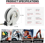 Oil Hose Reel 1/2" x 50', Retractable Spring-Driven Steel Reel - Image 6