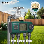 Diydeg Sprinkler Timer, 3/4in Brass Inlet 4 Zone Programmable Water Timer with Rain Delay, Automatic Irrigation Controller System Outdoor Soaker Hose Timer for Garden Hose, Yard - Image 6