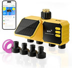 4 Zone Solar WiFi Sprinkler Timer, Smart Water Timer for Garden Hose 4 Outlets with Rain Delay/Automatic/Manual Watering System for Lawn Yard, APP Remote Voice Control Via 2.4Ghz WiFi No Need Hub by Jardirossa