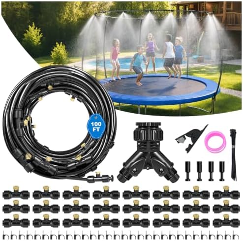 Thiswing 100 FT Dual-Line Misting Cooling System with 24 Brass Nozzles by Thiswing