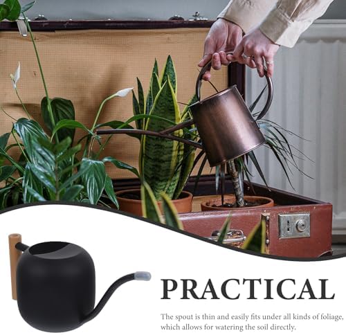 Watering Can with Wooden Handle and Spout Stainless Steel 1.2l - Image 3