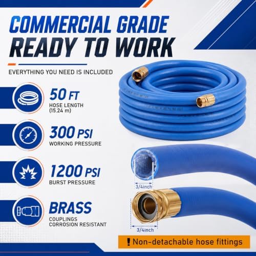 Sivak 3/4" x 50 ft Commercial Garden Hose 1200psi Lightweight Flexible - Image 2