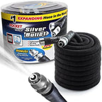 Pocket Hose Silver Bullet 75 ft Turbo Shot Nozzle Multiple Spray Patterns Expandable Garden Hose 3/4 in Solid Aluminum Fittings Lead-Free Lightweight and No-Kink by Bulbhead