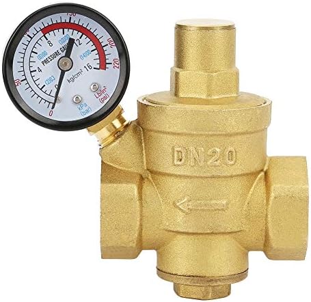 Water Pressure Regulator Brass, Adjustable Brass Water Pressure Regulator, DN20 Water Pressure Regulator for Horizontal Pipes by MUNEFE