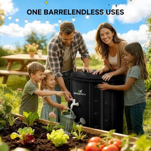 53 Gallon/200L Collapsible RainWater Collection Barrel,Water Tank&Reinforced with 2mm Frame Portable Rain Catcher,Includes Quick-Connect Tap&Sprinkler,Heavy Duty 0.6mm PVC for Long-Lasting Use,Black - Image 7