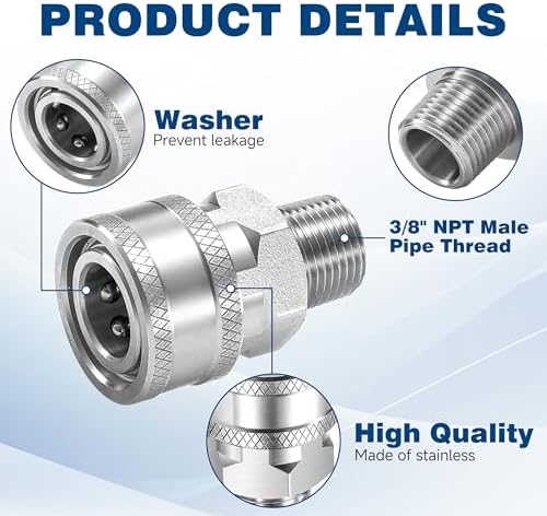 3/8 Inch NPT Pressure Washer Quick Connect Adapter Set, 12-Piece - Image 6