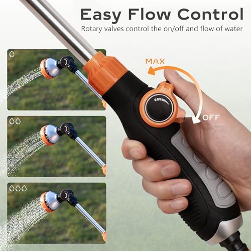 Diivoo Watering Wand Heavy Duty, Metal Garden Hose Wand with 8 Spray Patterns, 18 Inch Long Hose Nozzle Sprayer with Thumb Flow Control & 180° Adjustable Spray Angle, Ideal for Plants,Flowers,Car - Image 5