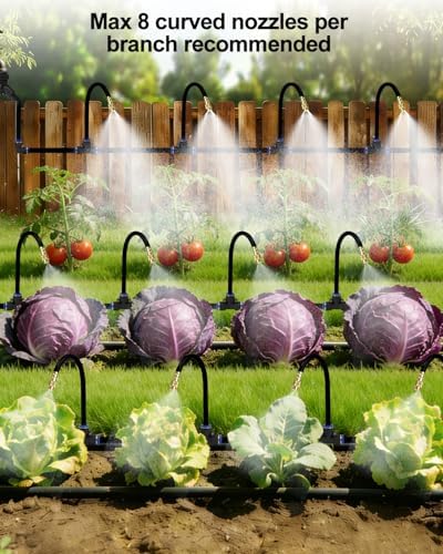 Drip Irrigation System 200FT 5/16", 2026-Upgrade Garden Sprinkler Kit with 32PCS 360° Adjustable Copper Nozzles, Automatic Misting Watering System for Raised Beds, Greenhouse, Lawn, Patio, Yard - Image 4