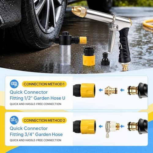 High-Pressure Hose Nozzle Gun for Car & Garden,Upgrade Garden Hose Pressure Washer,3 Adjustable Spray Modes,Heavy Duty Metal Spray Gun With Full Brass Nozzle,Suitable for Lawn,Plants - Image 7