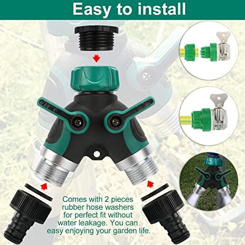 Garden Hose Y Valve Hose Splitter, Water Faucet Splitter with Comfortable Rubberized Grip, 2 Way Hose Splitter - Image 7
