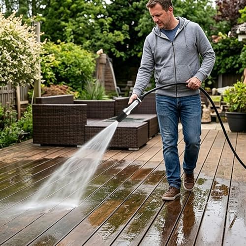 Upgraded Heavy Duty High Pressure Hose Nozzle, Trigger Control Adjustable Spray Rubber Non Slip Grip Universal Fit Garden Hose Nozzle, Rust Proof Hose Sprayer Nozzle for Car Garden Patio Bathing (A) - Image 5