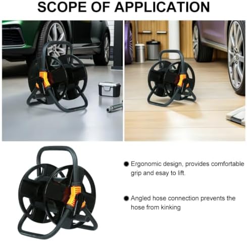 Toddmomy Car Wash Water Pipe Rack Black Hose Reel Garden Hose Holder Stainless Steel Handle Compact Storage Random Color - Image 3