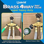 Underhill Outlet Splitter Adapter for Garden Water Hose, 3/4-Inch Hose Thread, Brass 4-Way Heavy-Duty with Shut Off Valve Control, A-HB4 - Image 2