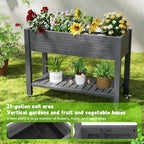 Elevated Raised Garden Bed with Legs, 33.66" Tall Self-Watering Resin Outdoor Planter Box with Storage Shelf, Drain Plug Water & Monitor for Plants Vegetables Flowers Fruits (Black) - Image 5
