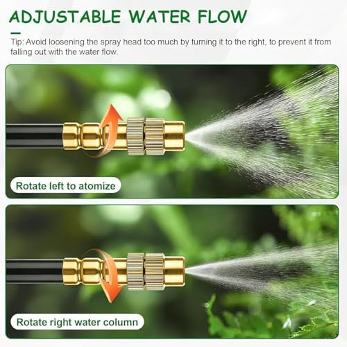 Drip Irrigation Sprinkler System,10/15/30M Garden Mist Cooling Spray Kit,Automatic Plant Watering Set with 10/15/30 Outlets,4/6mm Adjustable Micro Spray Heads(15m/15 a Single Water Outlet) - Image 2