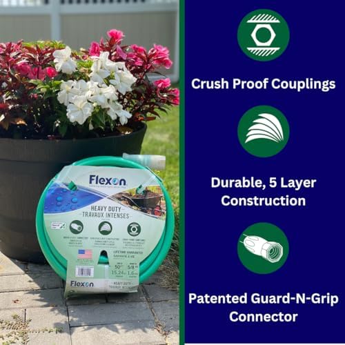 Flexon FXG58100 5/8-Inch x 100-Foot Heavy Duty 5-Ply Forever Garden Hose, Green - Image 4