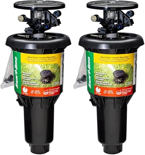 Rain Bird AG-5 All Gallonage Pop-Up Impact Sprinkler, Adjustable 20° - 360° Pattern, 24' - 45' Spray Distance (Pack of 2) by RainBird