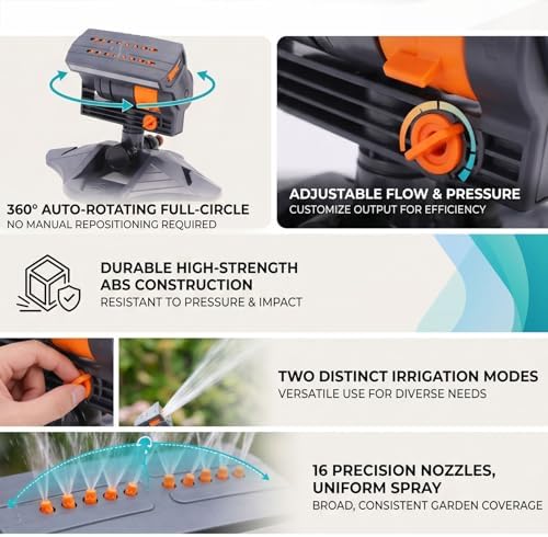 Duokon Automatic Lawn Sprinkler, ABS 360 Degree Rotating Garden Sprinkler - Image 2