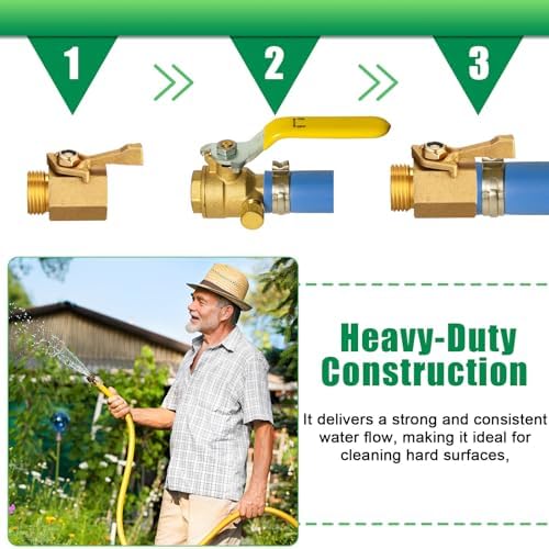 Therwen 6 Pack 3/4 Inch Brass Garden Hose Shut off Valve Water Connector - Image 4